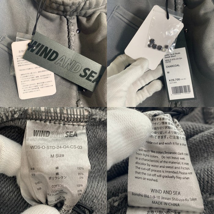 WIND AND SEA ウィンダンシー Sulfer Acid Studs Sweat Short サルファーアシッドスタッズ スウェットショーツ ショートパンツ チャコール WDS-O-STD-24-Q4-CS-03 Size M 福生店