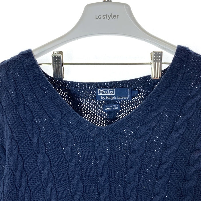 Polo Ralph Lauren ポロ ラルフローレン HAND KNIT コットン ケーブルニット セーター ネイビー sizeL 瑞穂店