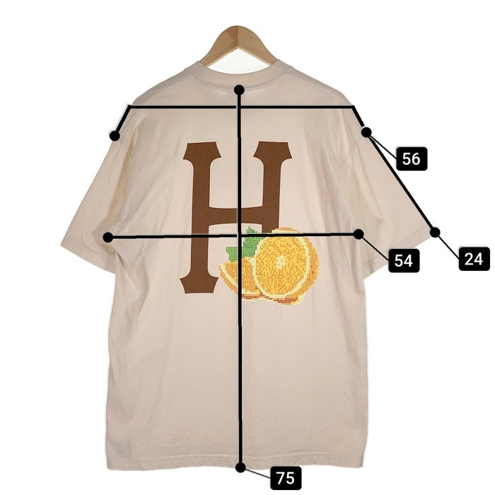 HUF ハフ MIDNIGHT ORGANIC H TEE プリントTシャツ ナチュラル Size L 福生店