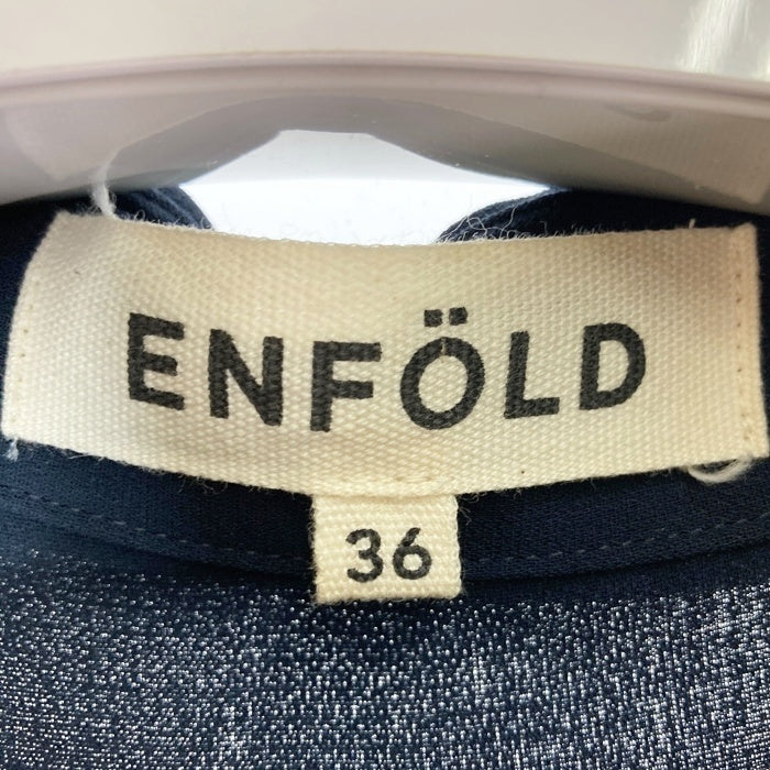 ENFOLD エンフォルド 3009S233-0340 ダブルクロスシャツオールインワン ネイビー size36 瑞穂店