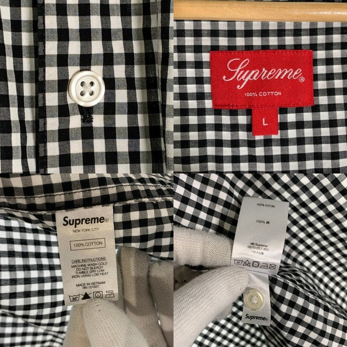 SUPREME シュプリーム 21SS Gingham S/S Shirt ギンガムチェックショートスリーブシャツ 半袖 ブラック ホワイト Size L 福生店
