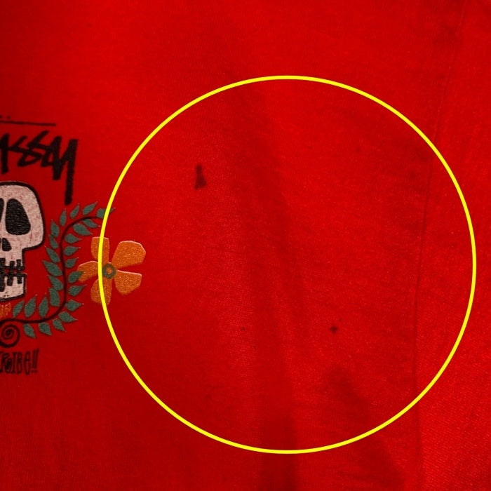 80's STUSSY ステューシー Skull Flouwer スカルフラワー 半袖 Tシャツ レッド USA製 Size XL 福生店