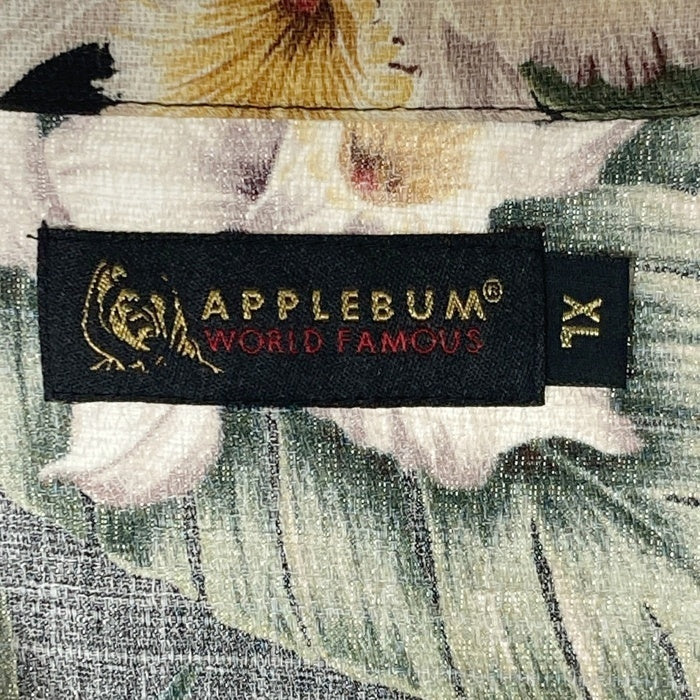 APPLEBUM アップルバム コットン リーフパターン アロハシャツ ブラック sizeXL 瑞穂店