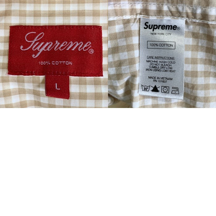 SUPREME シュプリーム 21SS Gingham S/S Shirt ギンガムチェックショートスリーブシャツ ベージュ 半袖 Size L 福生店