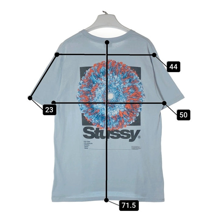 STUSSY ステューシー フラワーフォト 両面プリント Tシャツ ライトブルー sizeM 瑞穂店