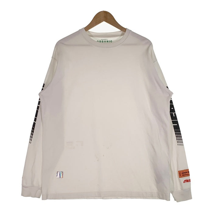 HERON PRESTON ヘロンプレストン プリント 刺繡 ロングスリーブTシャツ ホワイト HMAB002S19600050 Size M 福生店