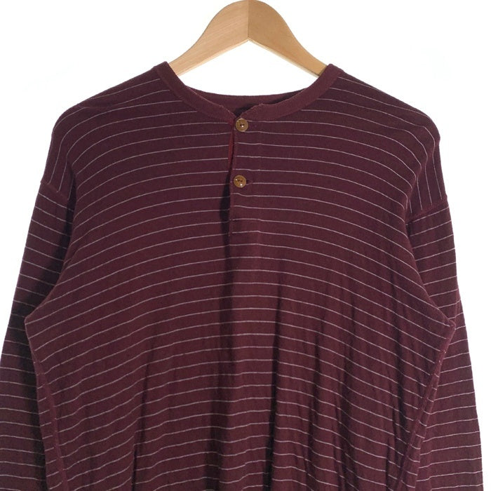 TENDERLOIN テンダーロイン ヘンリーネック ボーダーカットソー バーガンディー コットン ウール Size M 福生店