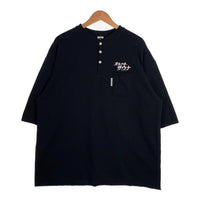 オールナイトサウナ ヘンリーネック 半袖スウェット トップス ブラック Size M 福生店