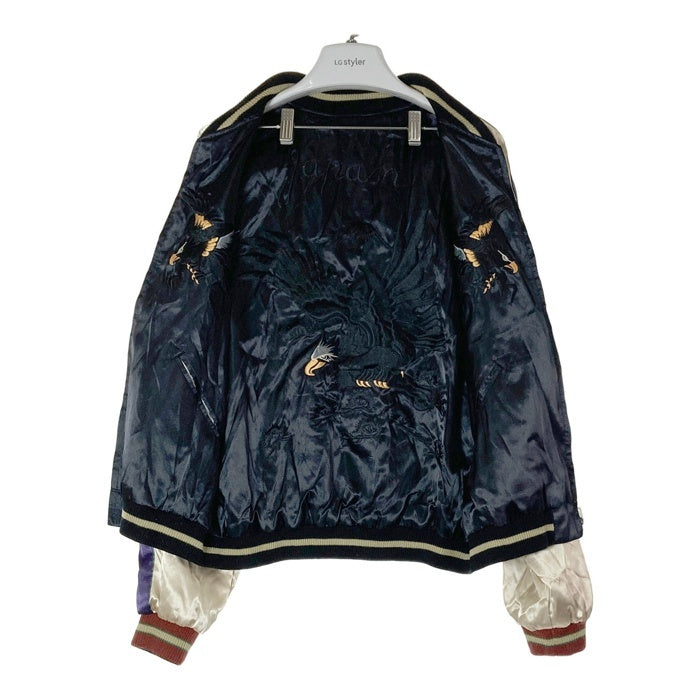 TAILOR TOYO テーラー東洋 TT10726 サテン 鷲 虎 龍刺繍 リバーシブルスカジャン スーベニア 東洋エンタープライズ ブラック×パープル sizeL 瑞穂店