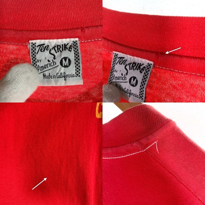 ~90's TEN STRIKE テンストライク SOUTHEAST ACADEMIC CENTER カレッジプリント 半袖 Tシャツ シングルステッチ レッド Size M 福生店