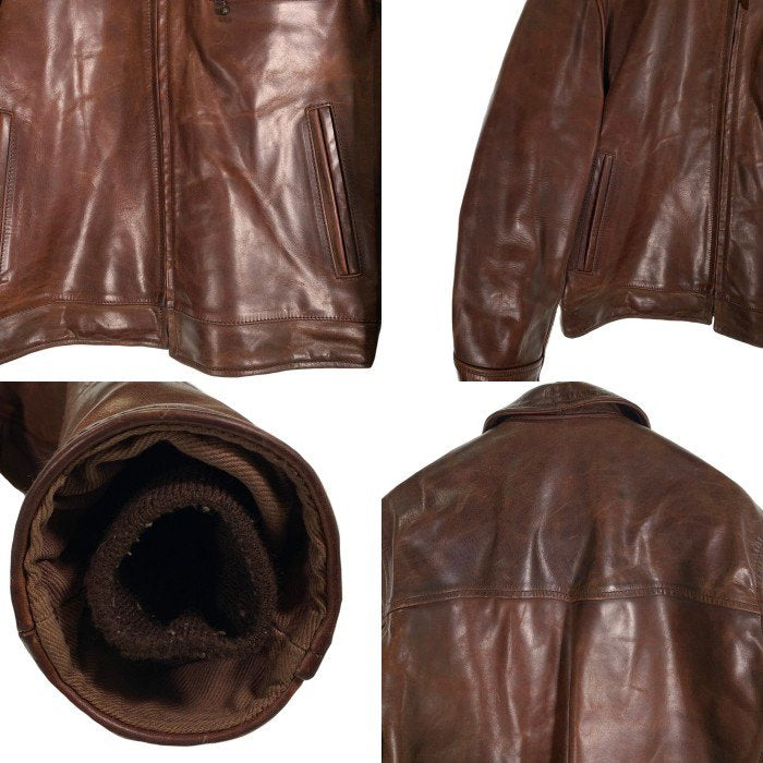 AERO LEATHER エアロレザー Highwayman ハイウェイマン ホースハイドレザージャケット ブラウン アルパカウールライナー TALON Size 42 福生店