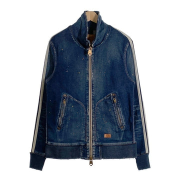 TMT ティーエムティー 19AW SWEATLIKE-INDIGO DENIM TRACK JACKET スウェットデニムトラックジャケット インディゴ ダメージ/ペンキ加工 TJK-F1903 Size L 福生店