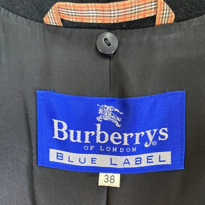 Burberrys OF LONDON BLUE LABEL バーバリーズ オブ ロンドン ブルーレーベル ウール ロング コート ブラック size38 瑞穂店