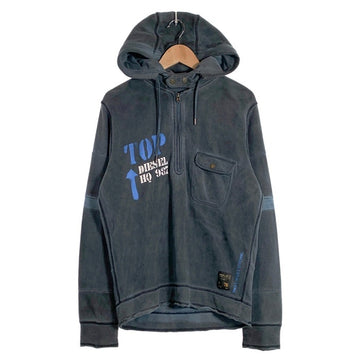 DIESEL ディーゼル Archive Half Zip Hoodie アーカイブ ハーフジップ フーディー プルオーバースウェットパーカー カーキ USED加工 Size L 福生店