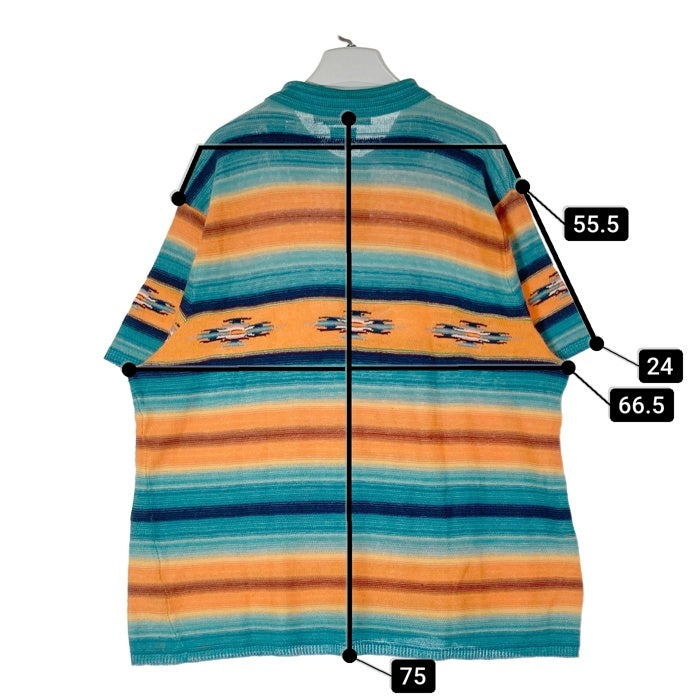 POLO RALPH LAUREN ポロラルフローレン リネン シルク混 ポロシャツ ネイティブ ボーダー ターコイズ sizeXXL 瑞穂店