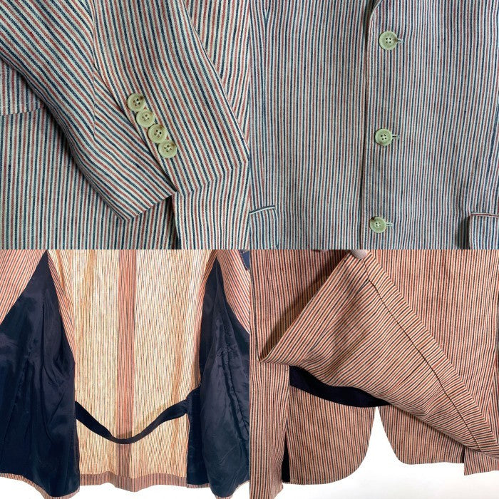 Brooks Brothers ブルックスブラザーズ リネン マルチストライプ 3B テーラードジャケット イタリア製 肩パッド Size L 相当 福生店