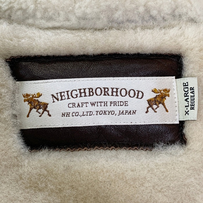 NEIGHBORHOOD ネイバーフッド 15AW KENNY M-JKT ショールカラー ムートンジャケット ブラウン レザー 152SZNH-JKM05 Size XL 福生店