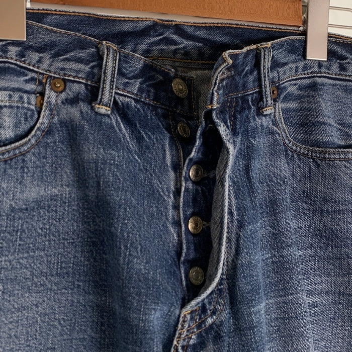 DENIME ドゥニーム 紙パッチ テーパードデニムパンツ USED加工 インディゴ オリゾンティ ボタンフライ Size 34×31 福生店