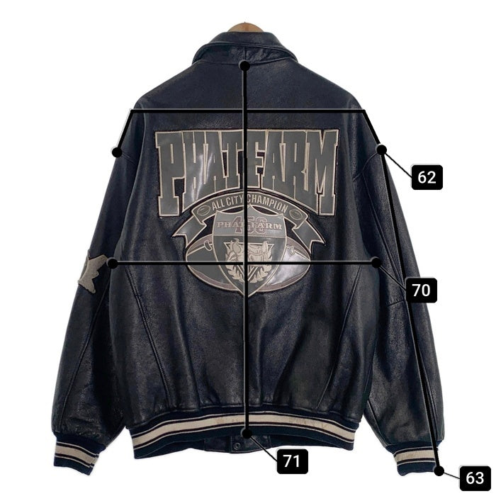 PHAT FARM ファットファーム オールレザー スタジャン ワッペン 刺繡 ブラック Size XL 福生店