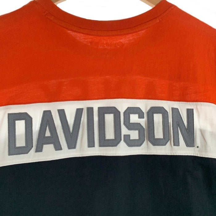 Harley-Davidson ハーレーダビッドソン ロゴワッペン Tシャツ オレンジ ホワイト ブラック Size XL 福生店
