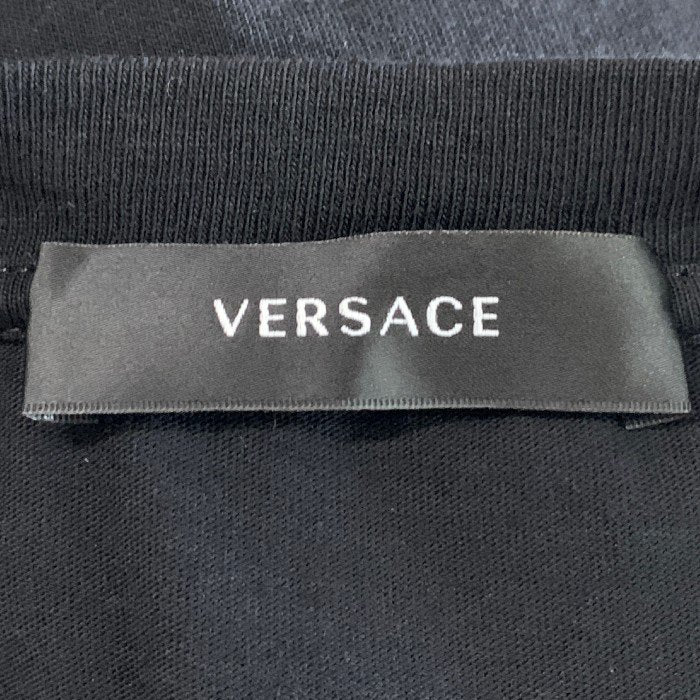 VERSACE ヴェルサーチ ロゴ刺繡 コットン Tシャツ ブラック A87021S Size L 福生店