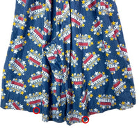 HYSTERIC GLAMOUR ヒステリックグラマー 01203AK04 SUPER HYSTERIC 総柄 デニム サルエル ワイド キュロットパンツ インディゴ×マルチカラー sizeM 瑞穂店