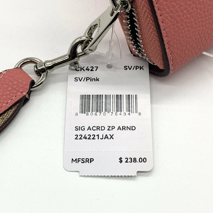 COACH コーチ CK427 ラウンドファスナーレザーウォレット 長財布 ピンク 福生店