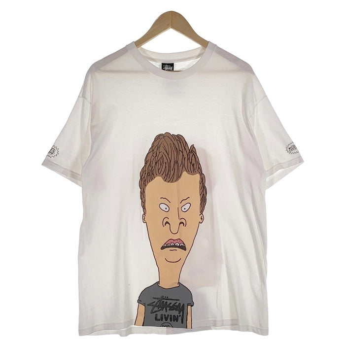 STUSSY ステューシー BEAVIS AND BUTT-HEAD ビーバスアンドバットヘッド プリントTシャツ ホワイト メキシコ製 Size L 福生店