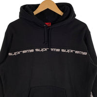 SUPREME シュプリーム 18AW TEXT STRIPE HOODED テキストストライプ フーディー パーカー ブラック Size S 福生店