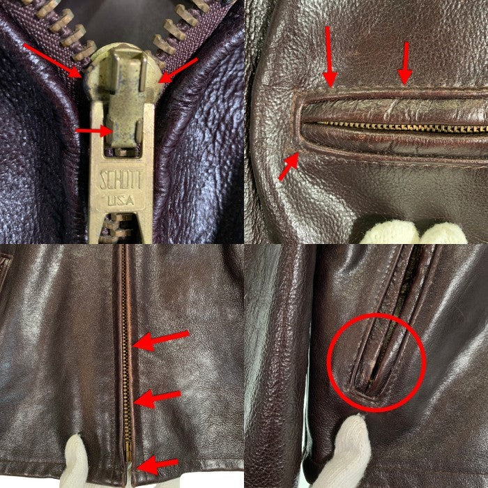 Schott ショット 642VS レザーシングルライダースジャケット ライナー無し チェリーブラウン Size 40 福生店