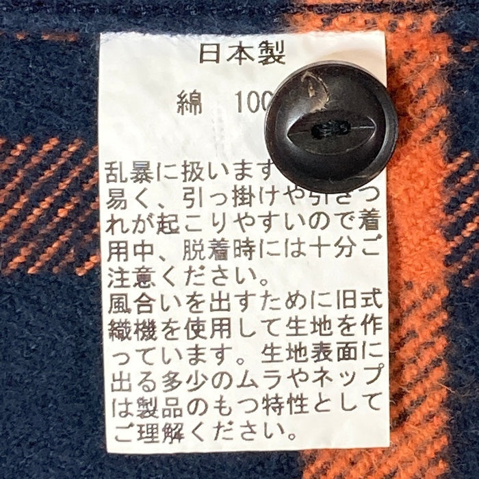 UES ウエス 猫目ボタン ヘビーネルシャツ ブラックxオレンジ size5 瑞穂店