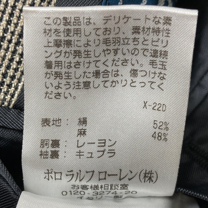 Polo by Ralph Lauren ポロラルフローレン シルク リネン 3B テーラードジャケット 段返り イタリア製 グレー Size 50 瑞穂店