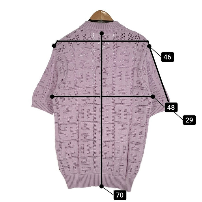 HUF ハフ MONOGRAM JACQUARD ZIP SWEATER モノグラム ジャガードジップセーター 半袖 ラベンダー KN00485 Size M 福生店