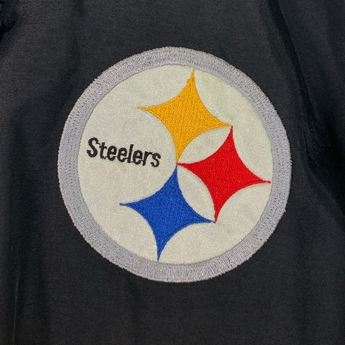 90's LOGO7 NFL Steelers スティーラーズ ナイロン ジップアップジャケット パーカー 中綿 ブラック Size XL 福生店