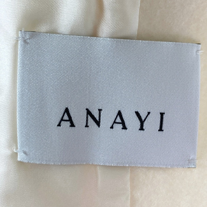 ANAYI アナイ ノーカラー フロント バックレース ウールジャケット ホワイト size38 瑞穂店