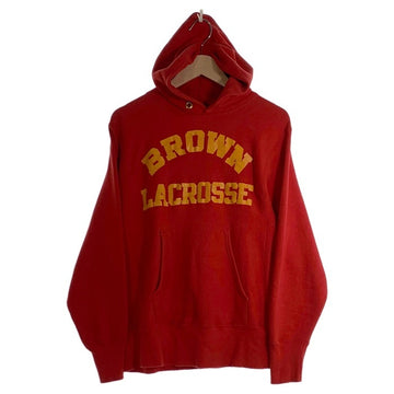 80's Champion チャンピオン BROWN LACROSSE ラバープリント リバースウィーブ プルオーバースウェットパーカー レッド Size S 福生店