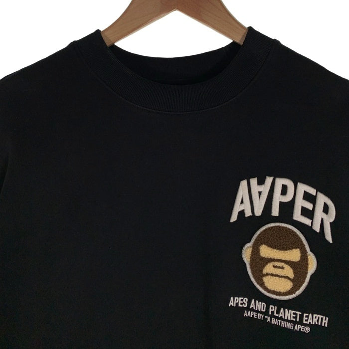 AAPE BY A BATHING APE エーエイプ 24SS クルーネックスウェットトレーナー ブラック AAPSWMA344XXL Size M 福生店