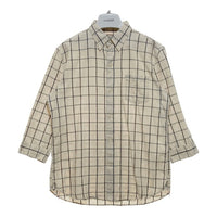 SUGAR CANE シュガーケーン SC36544 リネン混 ウィンドウペーン 七分丈 シャツ オフホワイト×ブラック ボタン付き sizeM 瑞穂店