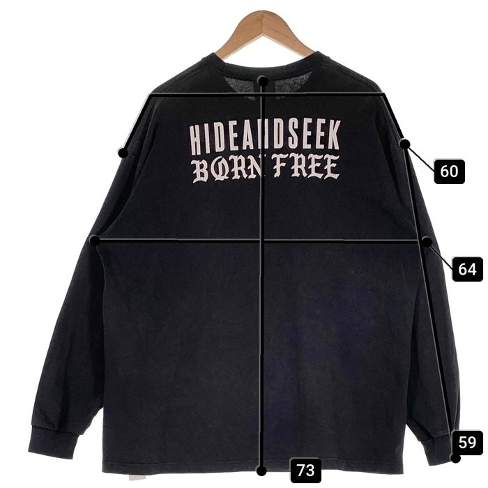 Hide and Seek ハイドアンドシーク 23AW Born Free L/S Tee ヘビーオンス ロゴプリント ロングスリーブTシャツ 長袖 ブラック HT-091023 Size XL 相当 福生店