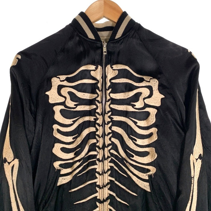 Back Street Crawler バックストリートクラウラー REVERSIBLE SKULL SOUVENIR JACKET ジップアップ  リバーシブル スカル スーベニア ジャケット スカジャン ブラック ベージュ 52133301 Size S 福生店