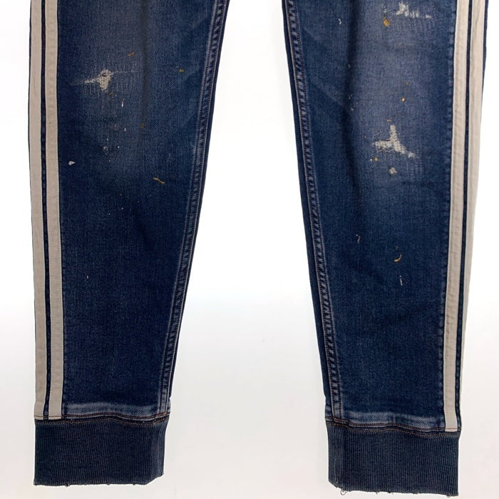 TMT ティーエムティー 19AW SWEATLIKE-INDIGO DENIM TRACK PANT スウェットデニムトラックパンツ インディゴ ダメージ/ペンキ加工 TPT-F1903 Size L 福生店