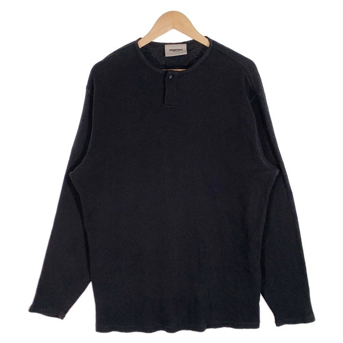 ESSENTIALS エッセンシャルズ ヘンリーネック サーマル ロングスリーブTシャツ ブラック オーバーサイズ Size S 福生店
