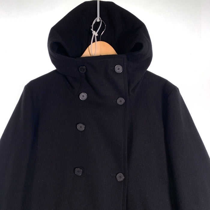 Calvin Klein PLATINUM カルバンクライン プラチナム ダブルブレスト フード ウールロングコート ブラック Size 36 福生店