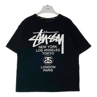 STUSSY ステューシー ワールドツアー 両面プリント Tシャツ ブラック sizeL 瑞穂店