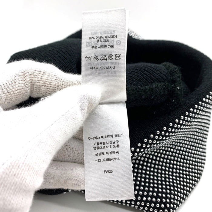 SUPREME シュプリーム 25AW Studded Knockout Big Logo Beanie スタッズ ノックアウト ビッグロゴ ビーニー ニット帽 キャップ シルバー ブラック 福生店