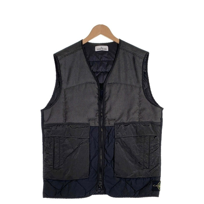 STONE ISLAND ストーンアイランド MODIFIED PANAMA ナイロンミックス ジップアップベスト 中綿 プリマロフト ブラック 7515G0840 size L 福生店
