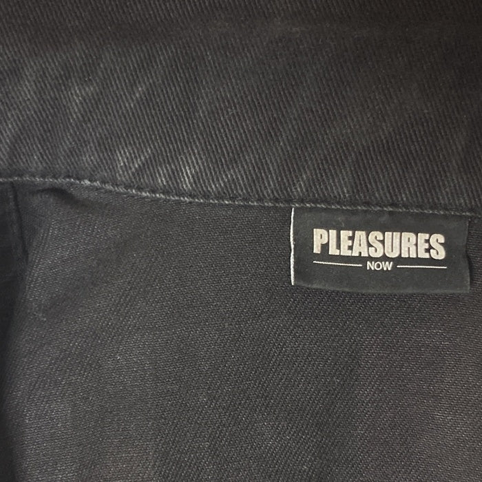 PLEASURES プレジャーズ WEB DENIM JACKET ウェブデニムジャケット 刺繡 プリント ブラック Size S 瑞穂店