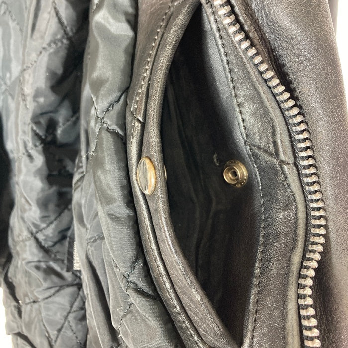 FIRST Genuine Leather ファーストジェニュインレザー TALONジップ ダブル ライダースジャケット ブラック size38 瑞穂店