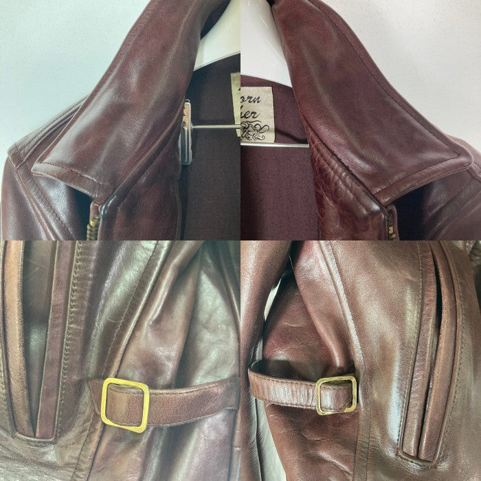 Longhorn Leather ロングホーンレザー シングル ライダースジャケット ブラウン size34 瑞穂店