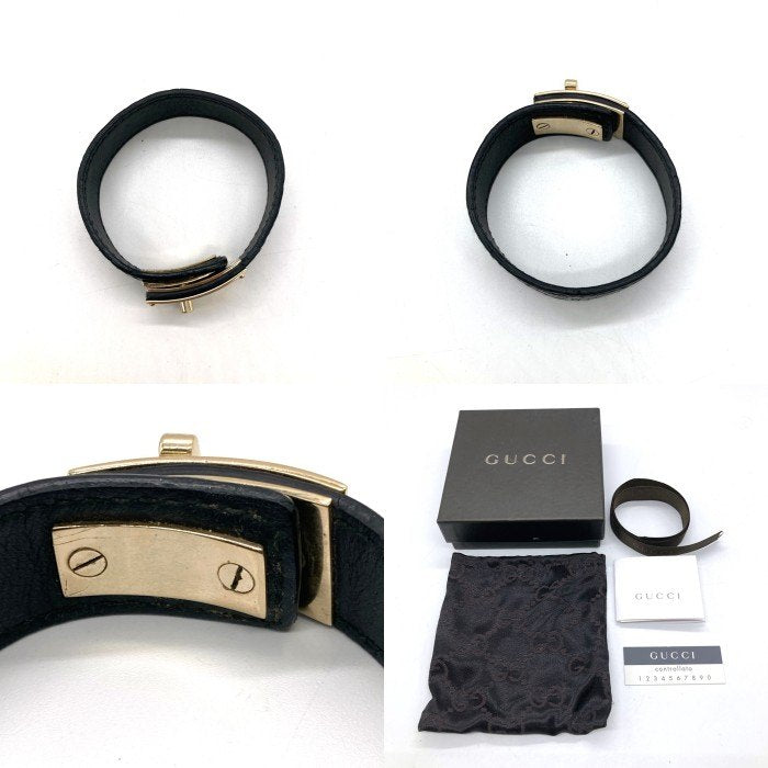 GUCCI グッチ レザーブレスレット ブラック ゴールド 137022 Size 腕回り19-20cm 瑞穂店
